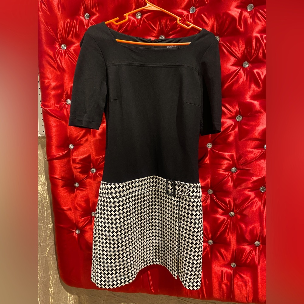 White House’s Black Market Houndstooth Checkered Dresss